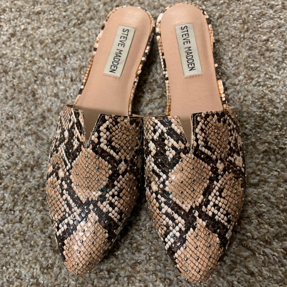 Steve Madden snakeskin flat mules